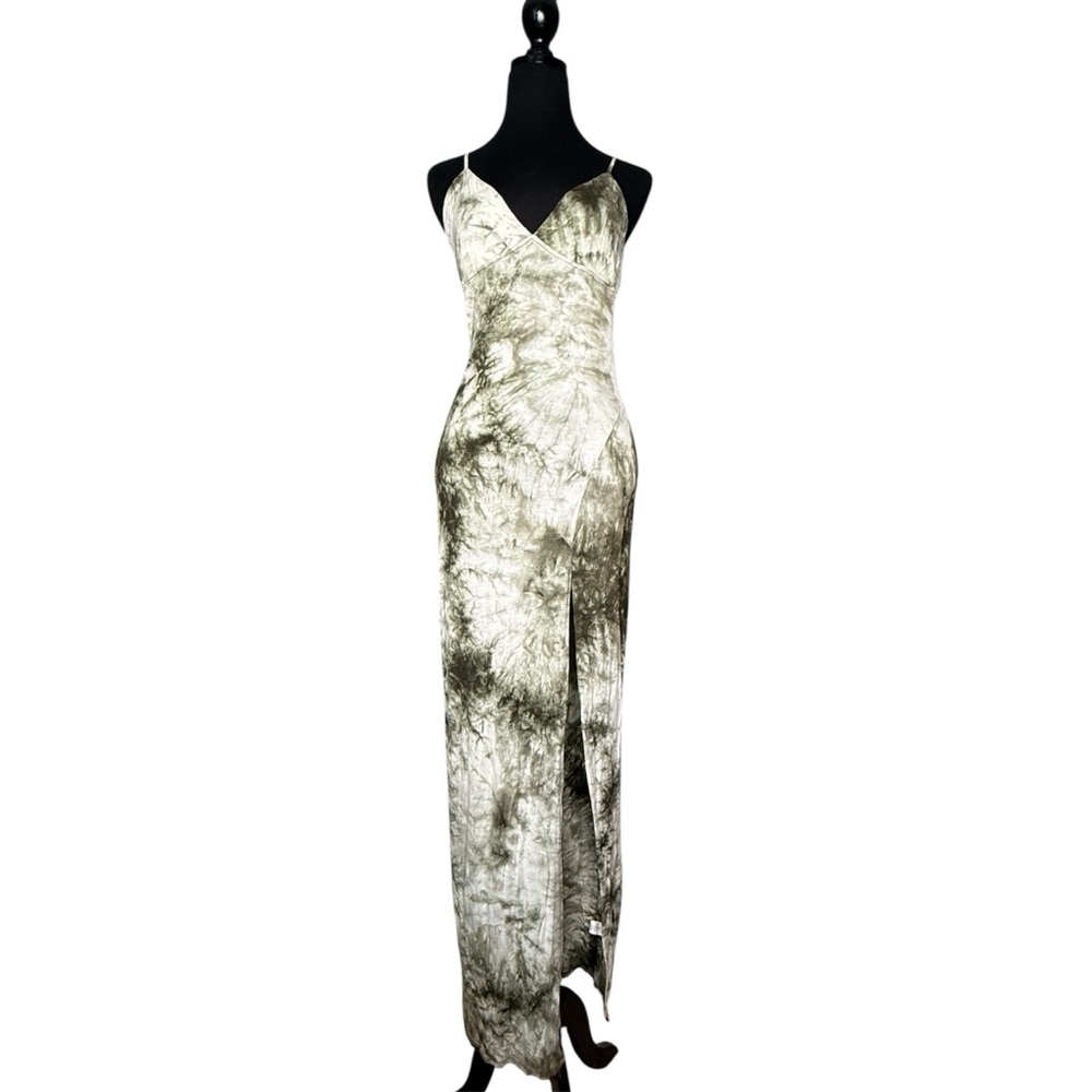 Fashion Nova Olive Tie-Dye Maxi Dress